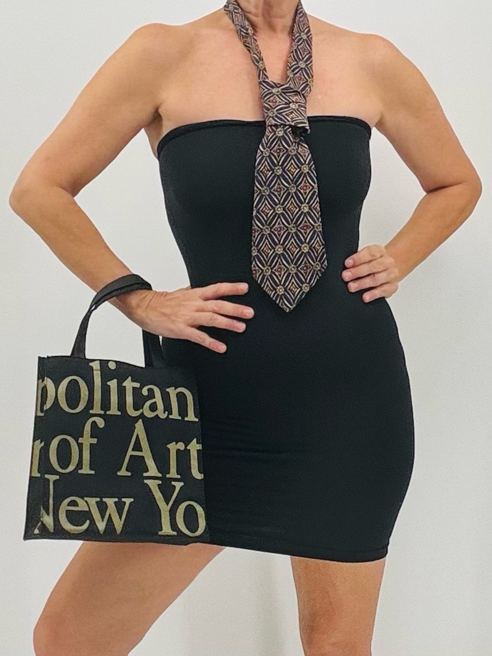 Metropolitan Museum of Art MET Vintage Y2K Jewel Print Silk Tie Nylon Tote Set